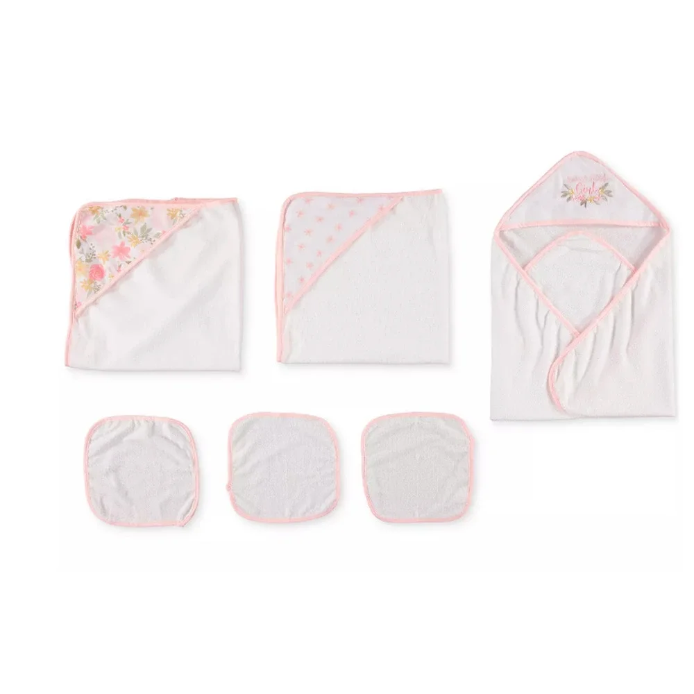 Chickpea 6 Piece Hooded Bath Towels and Washcloths Girls NWT